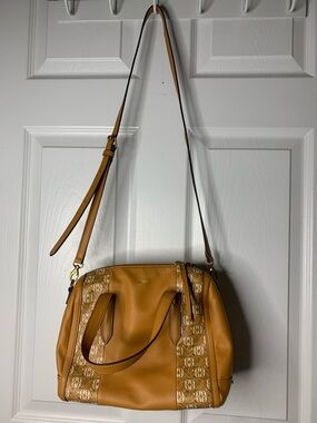Fossil Tan Leather Logo-Trim Convertible Shoulder Bag